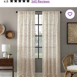 Burston Archaeo Capri Jigsaw Embroidery Linen Blend Semi-Sheer Rod Pocket Curtain Panel