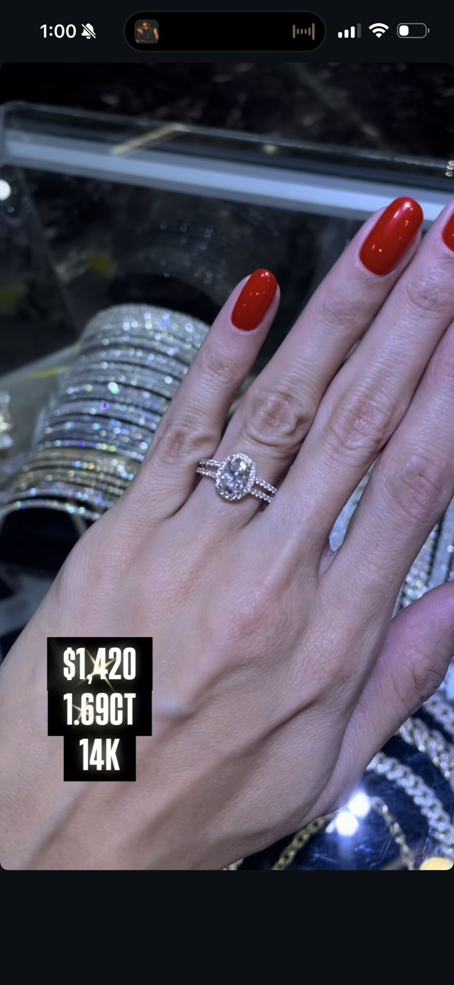 14K 1.69CT  Oval Lab Grown Engagement Ring  