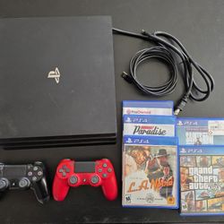 Sony PlayStation 4 Pro 1TB Console with 2 Controllers and 5 Games PS4