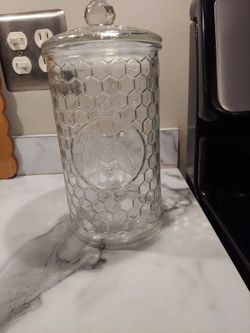 Glass Honey Bee Hive  Jar Container Lid