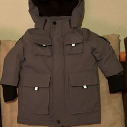 Urban Republic Gray/Black Fur Jacket Toddler Removable Hoodie 18 months
