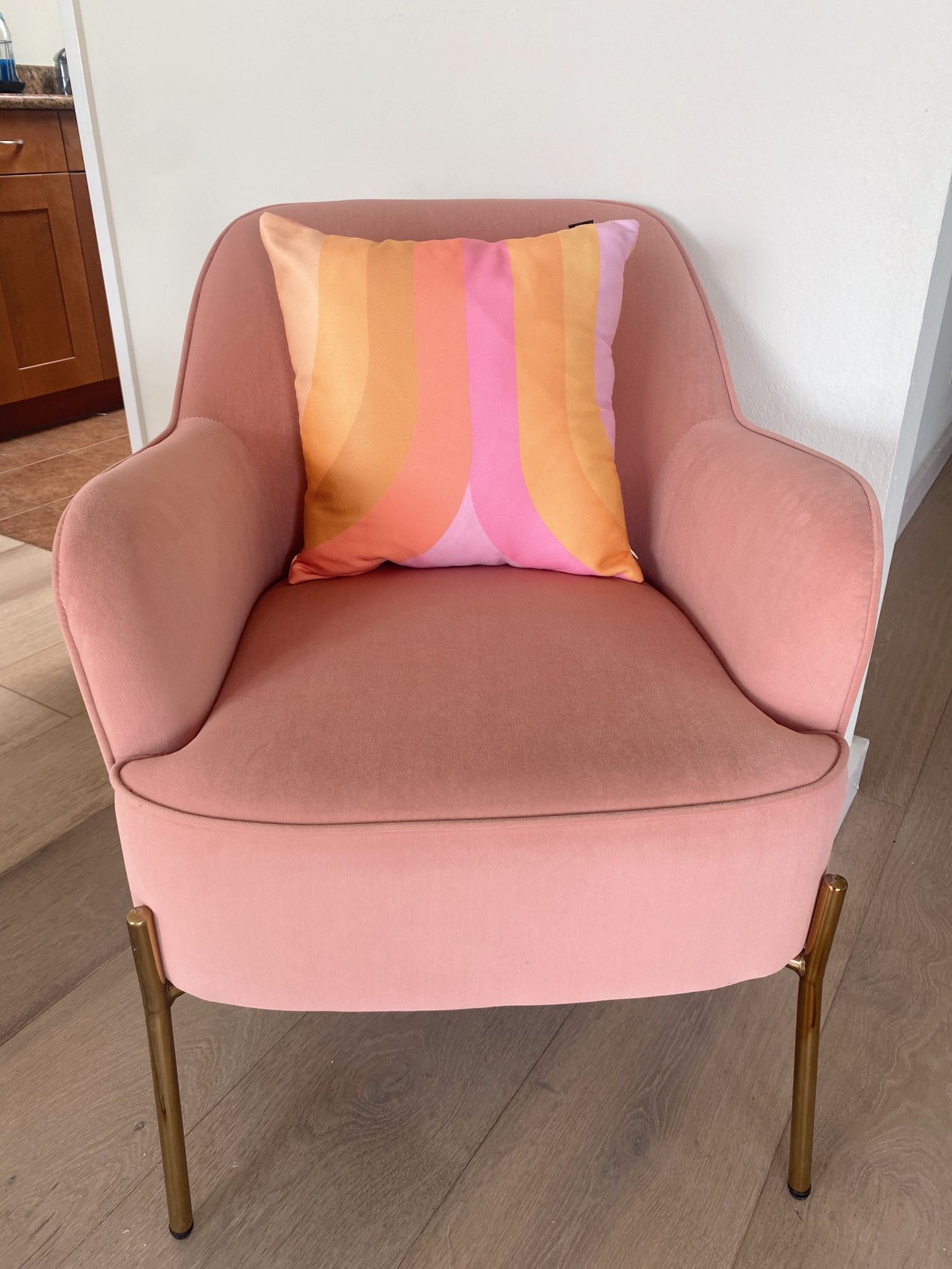 Pink Accent Chair and Pillow