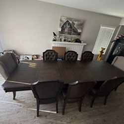 Mor Furniture Durango Solid Wood Dining Set – Table & 8 Chairs – Dark Brown