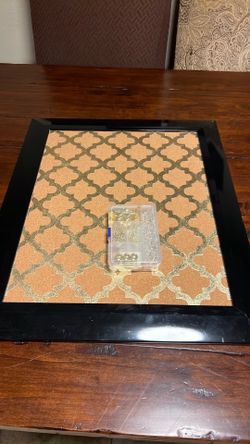 Decorative black frame cork board & pin set