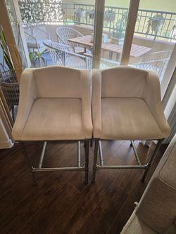 2 White Halltown Metal Counter Stools