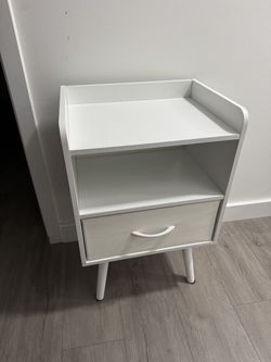 White 2-Tier Nightstand with Drawer