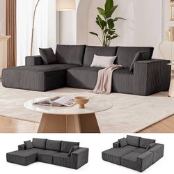   108” Modular Sectional Sofa, Cloud Sectional Couch with Deep Seat, Modern Modular L-Shape Sofa Couch with Chaise,Upholstered Boneless Couch