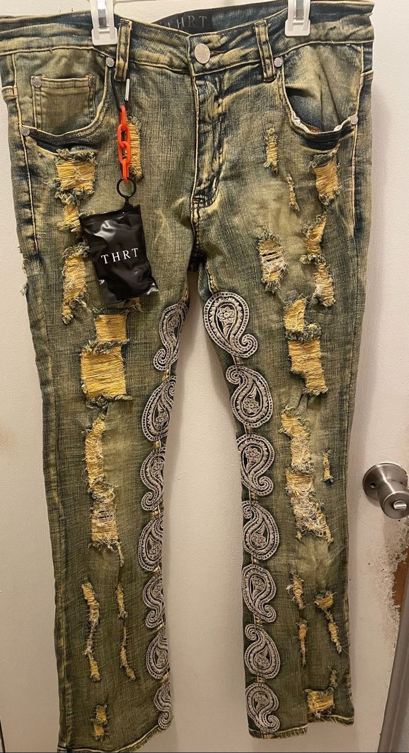Thrt Denim Paisley Stacked Denim Jeans