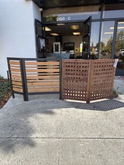 New Wood 3-Panel Outdoor Air Conditioner Fence Screen In Black/ Gold and Brown