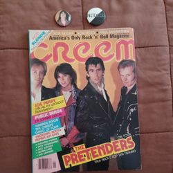 The Pretenders August 1980 Creem Magazine + 2 Pins/Buttons 