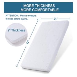 Baby Bassinet Mattress, 42" x 24" x 2" Dual Sided Gel Memory Foam Mattress with Breathable Removable Soft Cover Fit for Baby Bjorn, Guava Lotus and Dr