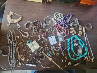 Mixed Jewelry Lot (some silver and a vintage watch)