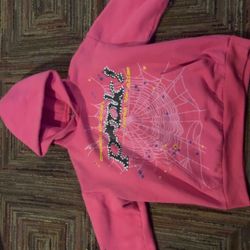 pink sp5der hoodie 