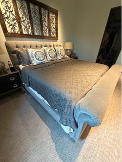 Restoration Hardware KING Chesterfield Sleigh Bed Frame