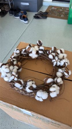 Cotton blooms grapevine wreath