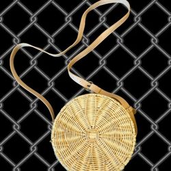 Round Wicker Crossbody Bag