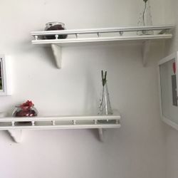 Sturdy White Wooden Shelves Set Of 2 