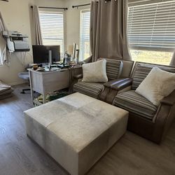 Paul Robert “Alan” Swivel Chairs and Ottoman