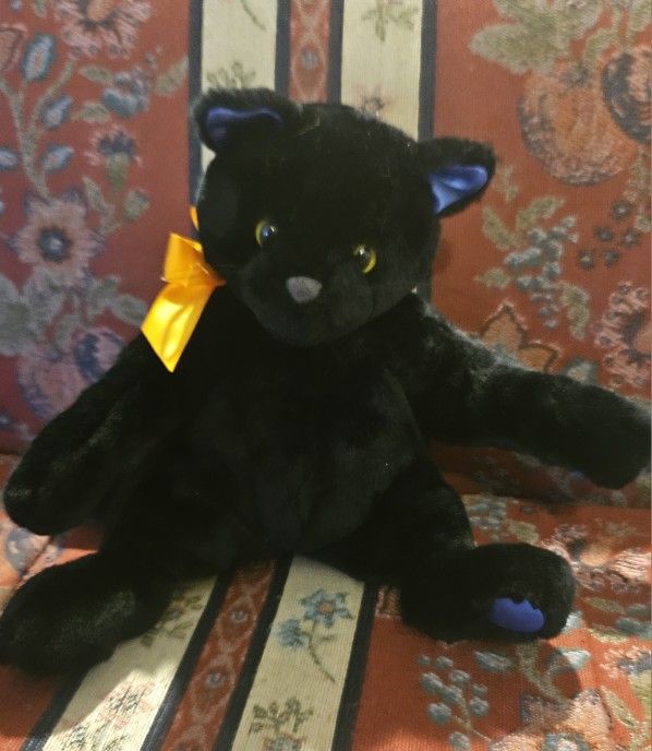 HOLLOWEEN HALLMARK  " MIDNIGHT"  THE  BLACK  CAT PLUSH TOY  12" INCHES PRE-OWNED  