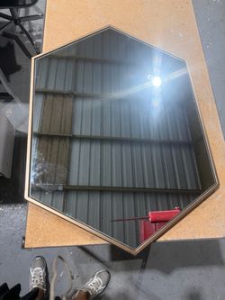 Hexagonal Wall Mirror with Gold Frame