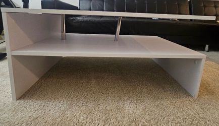White Two-Tier Coffee Table with Chrome Legs