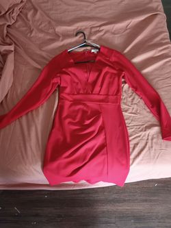 Red Long Sleeve Mini Dress