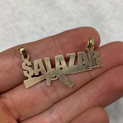 14K Yellow Gold Salazar AK47 Pendant 