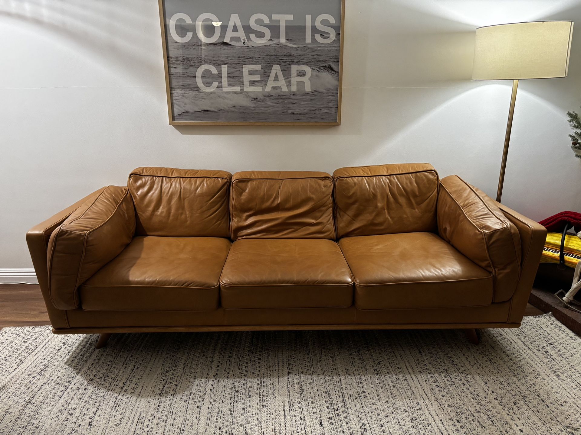Leather Couch -90” Tan
