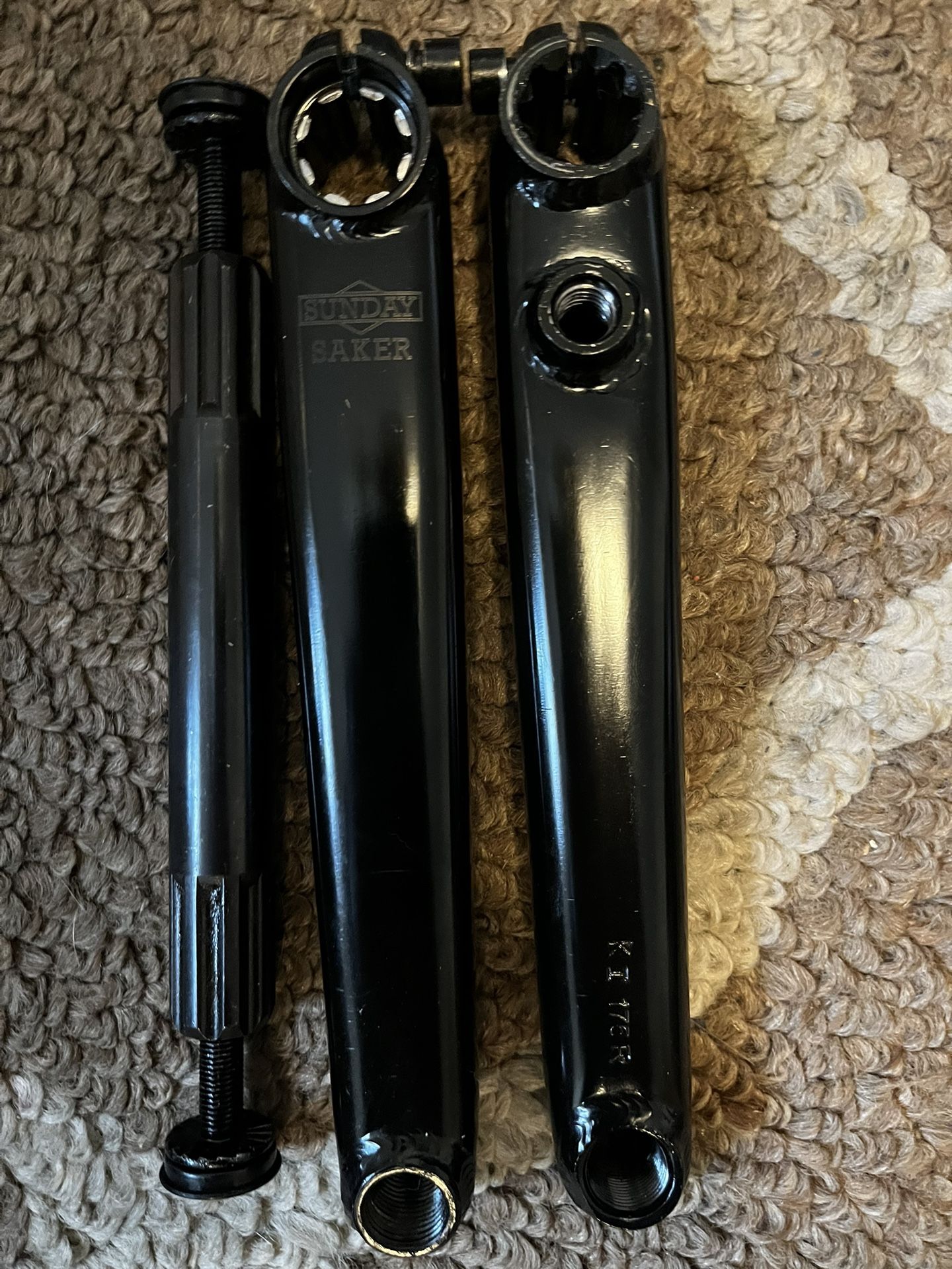 Sunday Saker 3 Piece Bmx Crankset 175mm - Black 4130 Chromoly With 19mm Spindle