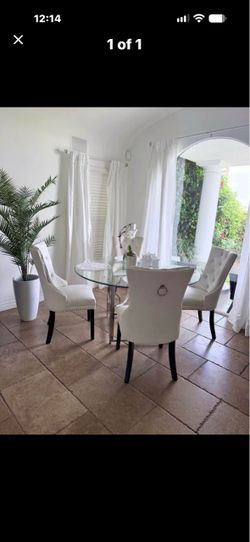 Glass Round Dining Table with 4 Chairs