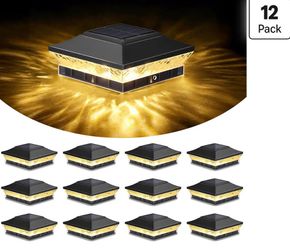 Solar Post Cap Lights Outdoor 12-Pack
