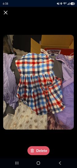 Size 6 cat and jack red white and blue plaid dress