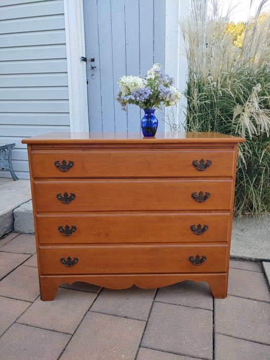 Hard Rock Maple 4 Drawer Wide Dresser