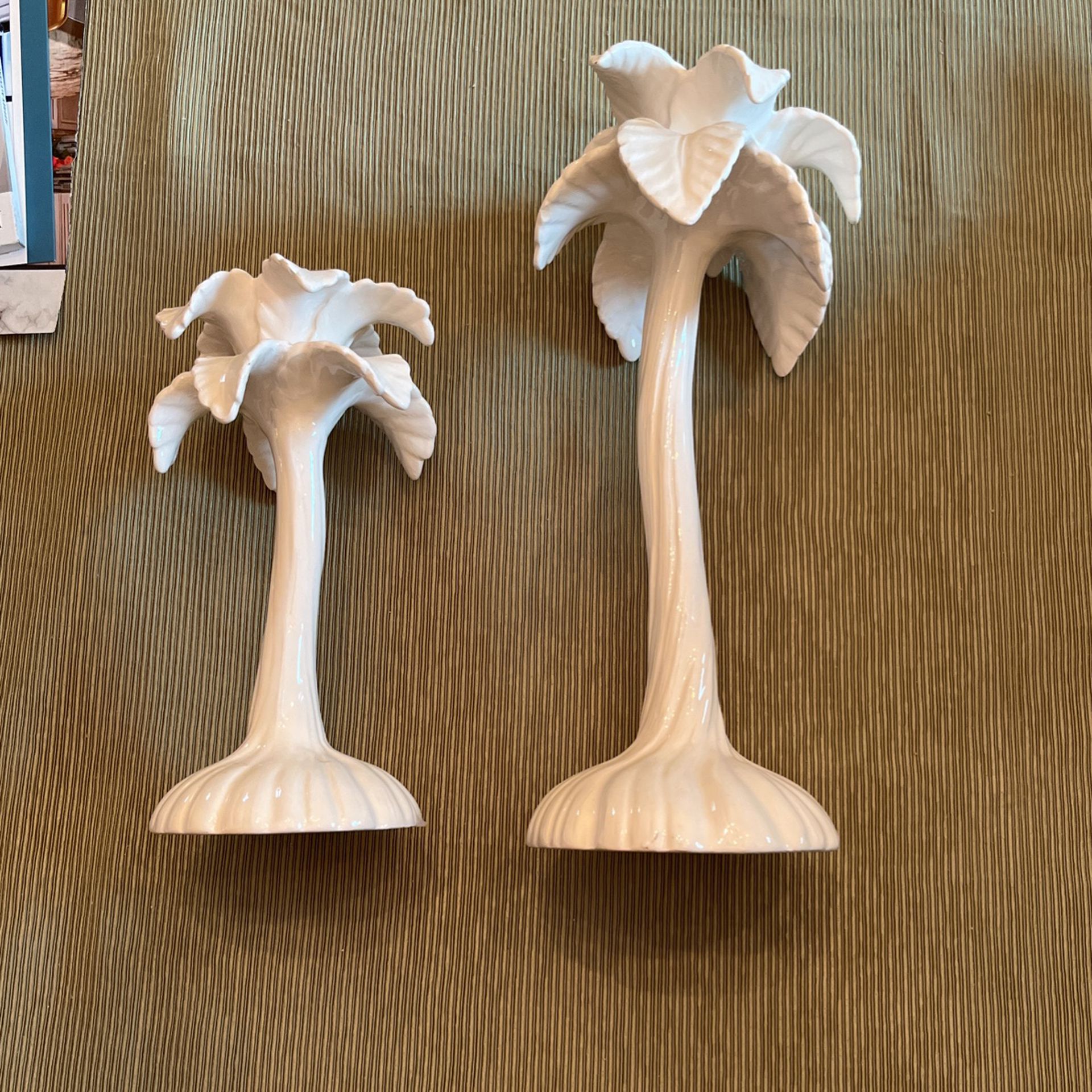 Porcelain Palm Tree Candleholders