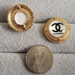 Circle Earrings With Black And Gold...s925 Posts 