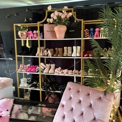 Huge Gold And White Shelving Unit 