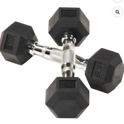 BalanceFrom Rubber Encased Hex Dumbbells, 5 lbs Pair