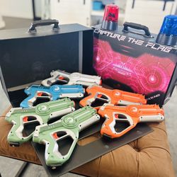 Laser Tag Set + Capture The Flag Stealth Pack – 7 Blasters + Bases – Complete