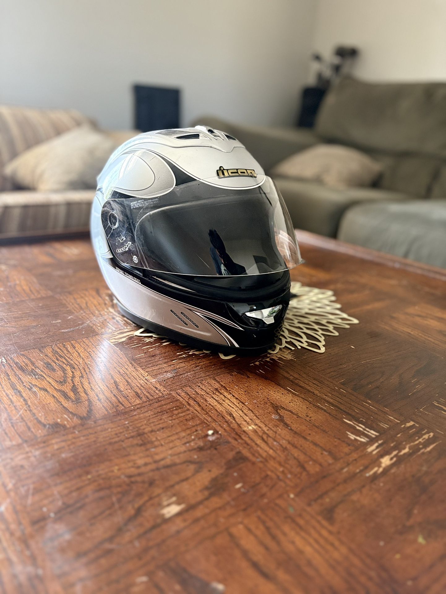 Silver Motorcycle Helmet Large