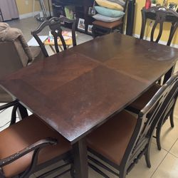  Dark Wood Dining Table 