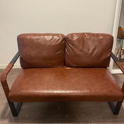 Faux leather small couch 