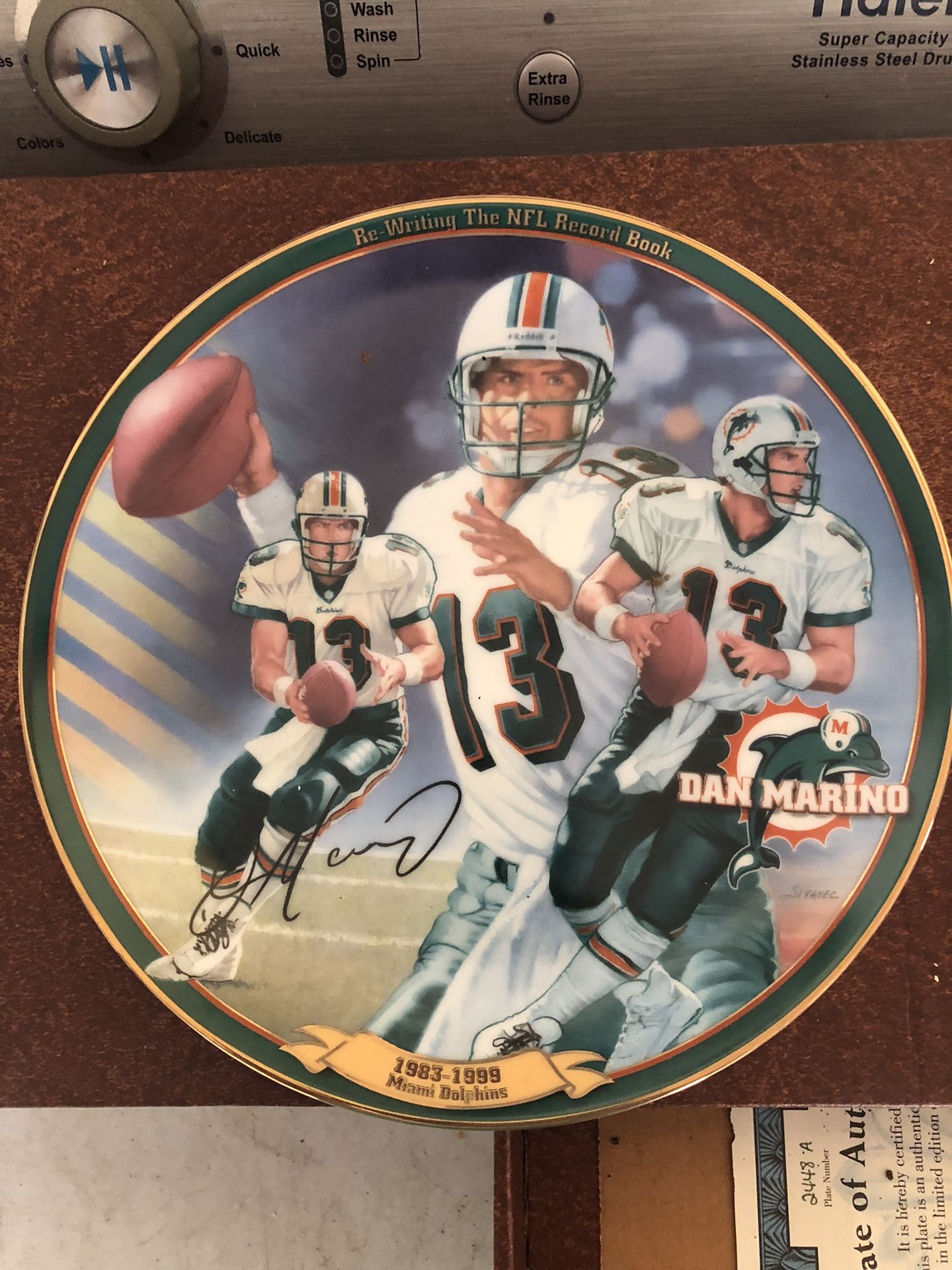 Dan Marino Re-Writing The Record Books Porcelain Plate