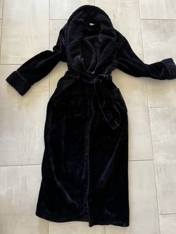 Women's Full Length Black Bathrobe Size Small