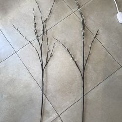 Set of 2 Artificial Willow Catkin Decorative Branches (47”)