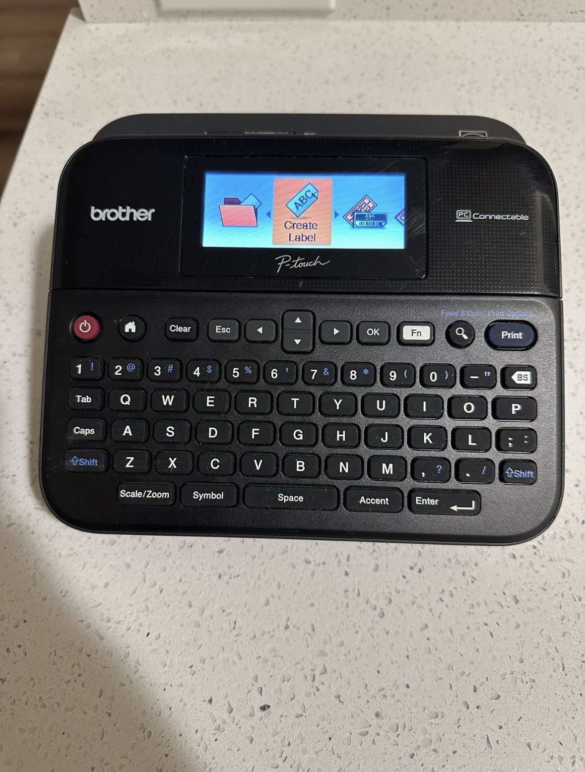 Brother P-Touch Label Maker, PC-Connectable Labeler, PTD600, Color Display, High-Resolution PC Printing, Black, Black/Gray