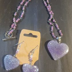 Purple Handmade Bubble Necklaces And Earrings Set