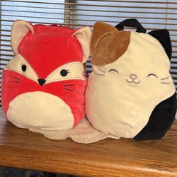 Your choice  Original squishmallow Cameron the calico cat  OR Fifi the Fox backpack purse NEW