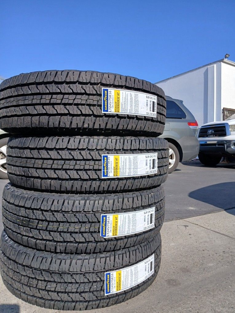 Tires New Goodyear Wrangler Workhorse Ht 10 Ply Extra Load Range E $650 Set Of Four Install Mount And Balance Financial Services Available No Credit