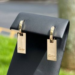 Jewelry LIKE NEW 14k solid yellow gold Cartier style hoop earrings