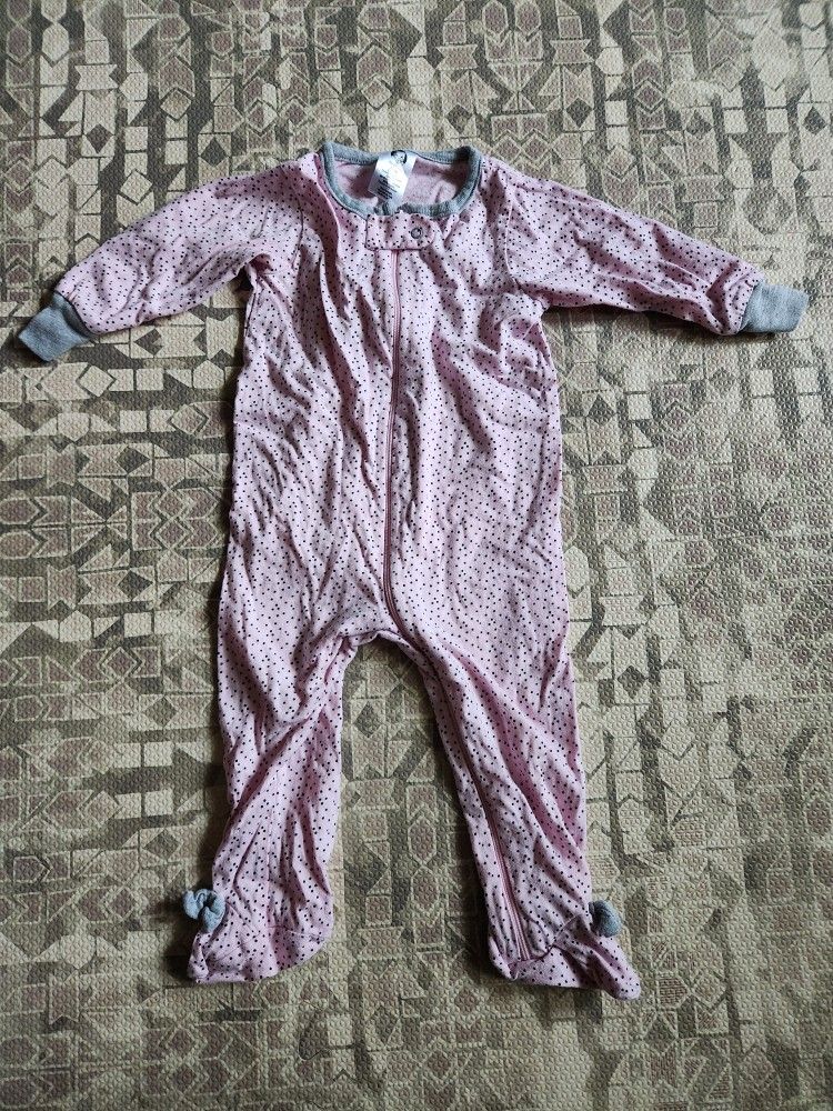 Gerber 6-9M 100% Cotton Pink and Gray Footie Pajamas